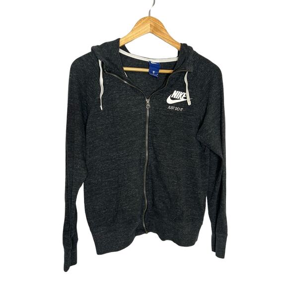 Nike Lightweight Full Zip hooded jacket Dark Heathered Gray Size Medium - Picture 1 of 3